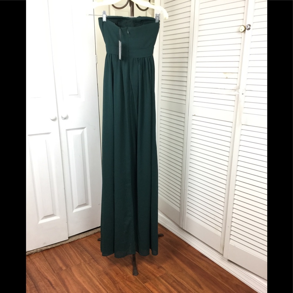 JARLO LONDON LUNE GREEN CHIFFON SWEETHEART DRESS - Picture 3 of 7